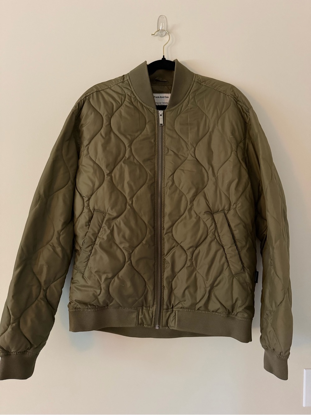 Quilted Bomber Jacket in Olive - Frank and Oak